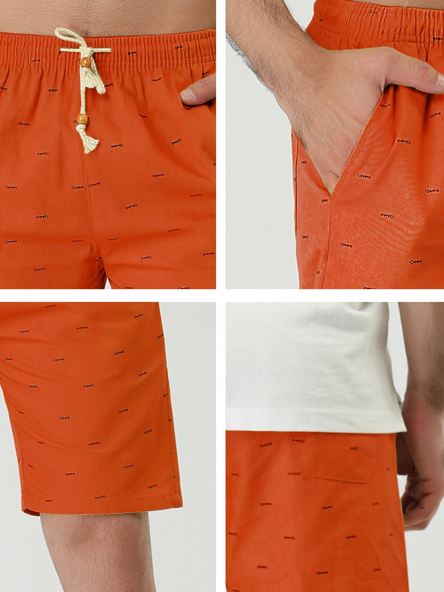 Men's Summer Swim Elastic Waistband Drawstring Patterned Beach Board Shorts