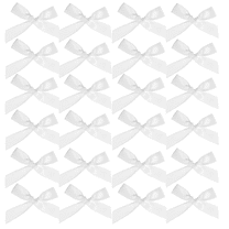 BESTYASH 200Pcs Tiny White Satin Ribbon Bows for Crafts Portable Bow Ornaments for Presents and Wedding Decor
