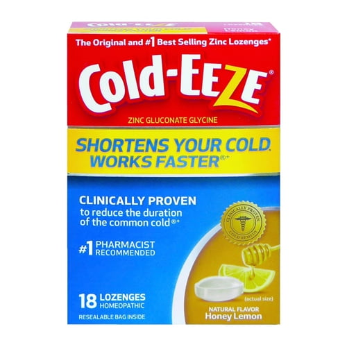 Cold Eeze Zinc Gluconate Glycine Lozenges, Honey Lemon, 18 Ea, 3 Pack