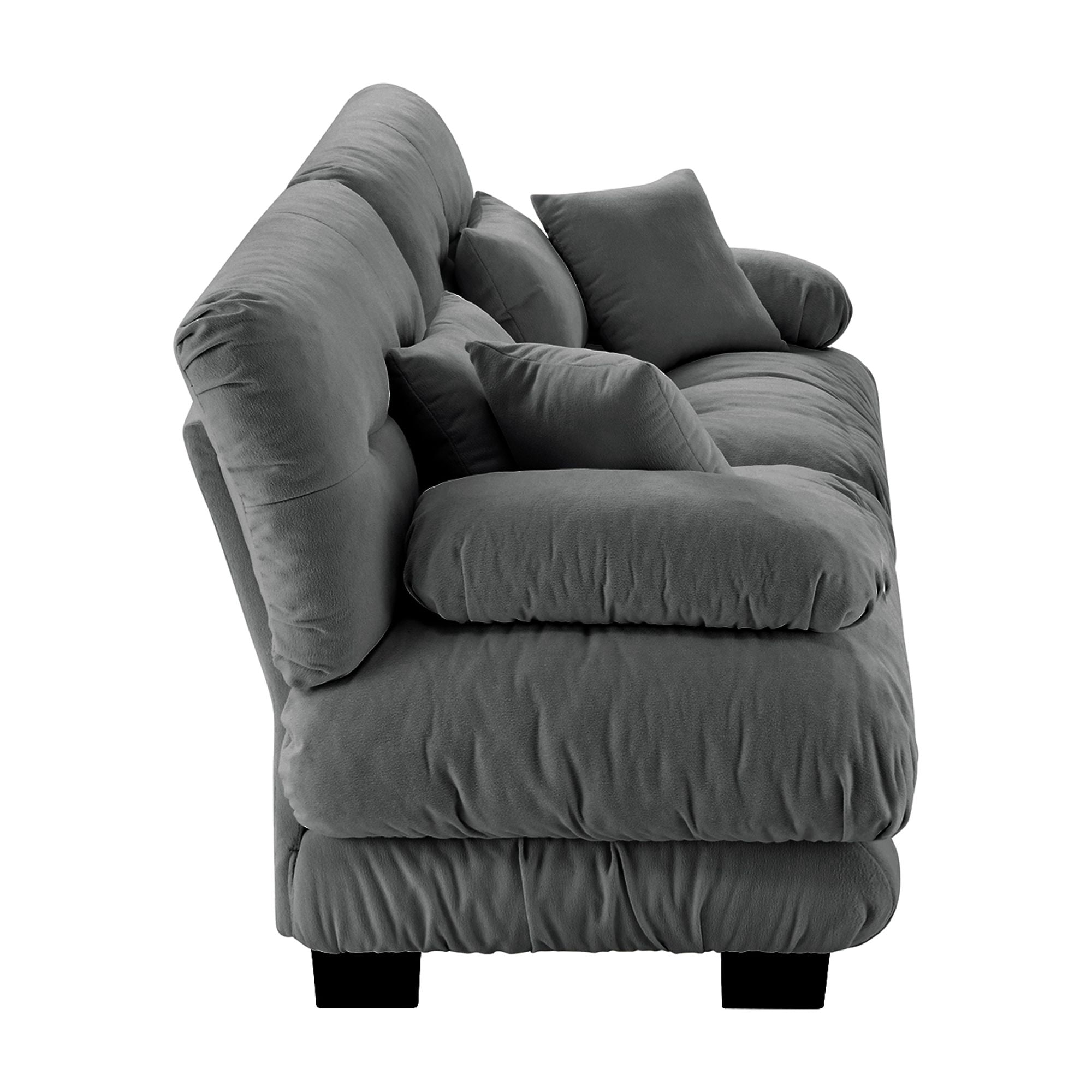 Gewnee Gray Chenille Cloud Couch 2 Seater Sofa with 2 Lumbar pillows 2 - Seat sofa for Living Room