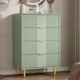 thumbnail image 1 of Commode Cannelée à 4 Tiroirs, Grand Commode Moderne en Bois avec Poignée en Métal, Commode pour Chambre, Salon, Couloir, Vert, 1 of 8