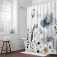 thumbnail image 5 of Watercolor Flowers Leaf Fabric Shower Curtain Blue Butterfly Plant Washable Shower Curtains for Bathroom, Waterproof Bath Curtain with Hooks Home Decor 72x72in, 5 of 8