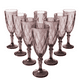 thumbnail image 1 of Juego 8 Copas de Vidrio Cristal para Champaña Vino Agua Color Púrpura, 1 of 6