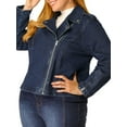 thumbnail image 3 of Unique Bargains Women's Plus Size Zip Closure Biker Moto Jacket, 3 of 8
