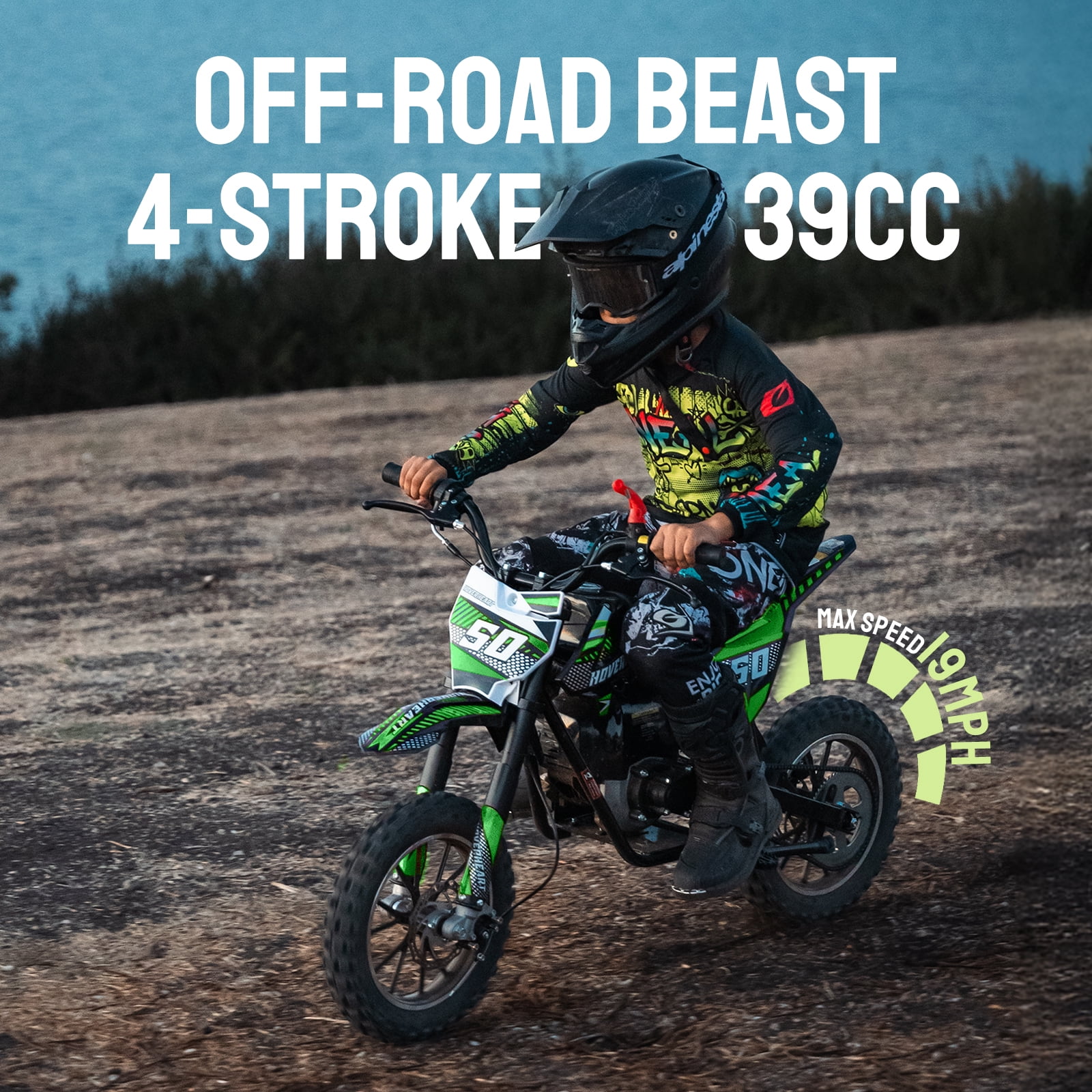 QEASET 39cc Gas mini Bike - Mini Motorcycles for Young Riders, Gas Powered Mini Bike with Safety Kill Switch, Tubeless Tires, Easy Pull Start, and EPA Approved (GREEN)