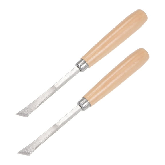 Uxcell 12mm Tip 6.5" Length Carbon Steel Angle Tip Wood Handle Wood Carving Chisels 2 Pack