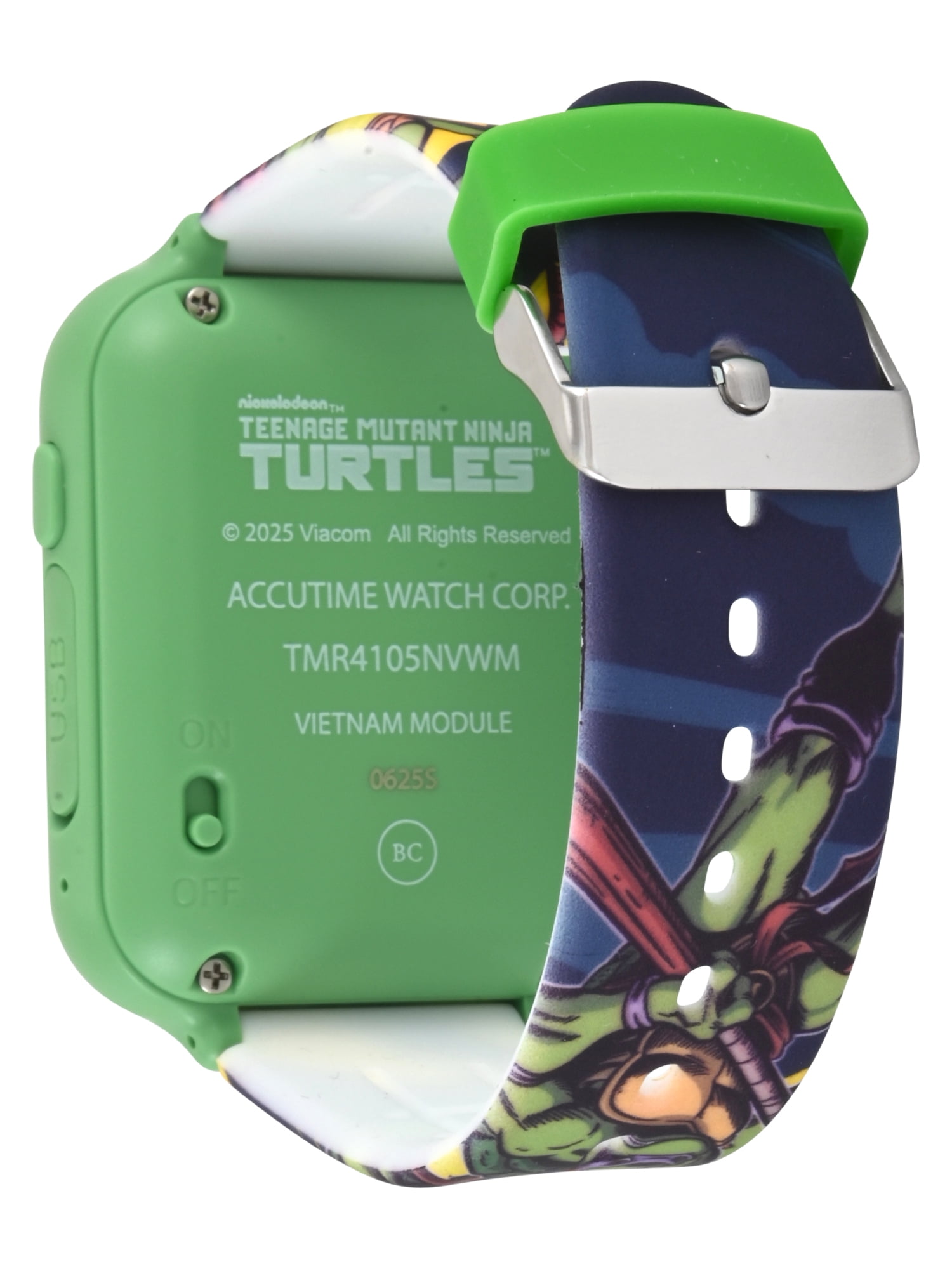 Nickelodeon Teenage Mutant Ninja Turtles Unisex Touchscreen Smart Watch with Silicone Strap and Metallic Green Case 42MM