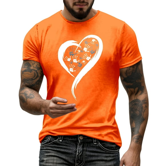 Japanese Orange Print Design Graphic T Shirt Short Sleeve Crewneck Casual Tee for Men Daily Wear Comfortable Fabric