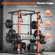 Multi-Function Squat Rack Power Cage FLA01, 2000LBS Capacity with Adjustable Crossover System - Home Gym Essential