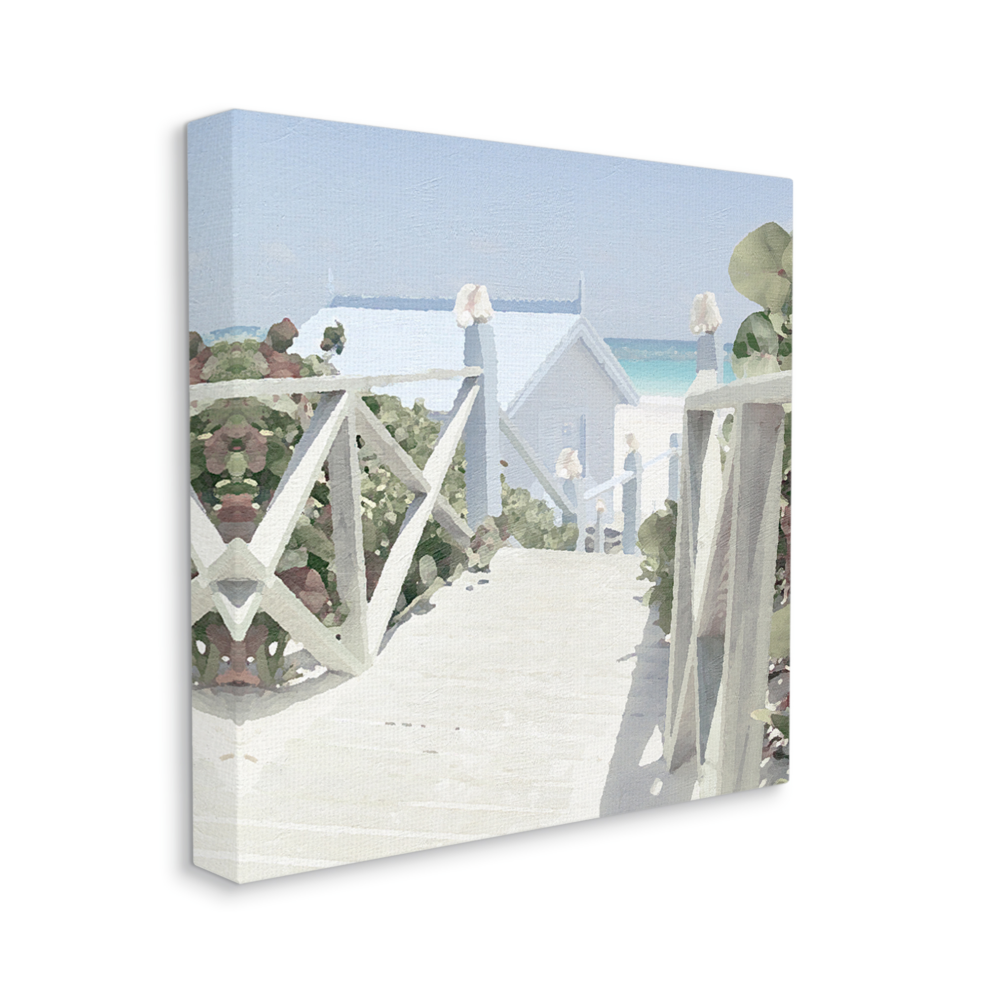 Stupell Industries Noon Shadows Beach Steps Nature Painting Gallery Wrapped Canvas Print Wall Art, 30 x 30
