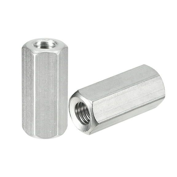 M8 x 1.25-Pitch 30mm Length Coupling Nuts, 2pcs 304 Stainless Steel Nuts