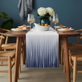 thumbnail image 2 of Blue White Table Runner - 36 Inch Long, Kitchen Dining Table Runner Dresser Scarves, Ombre Gradient Striped Minimalist Texture Farmhouse Decor for Coffee Tables Wedding Party Banquet, 2 of 8