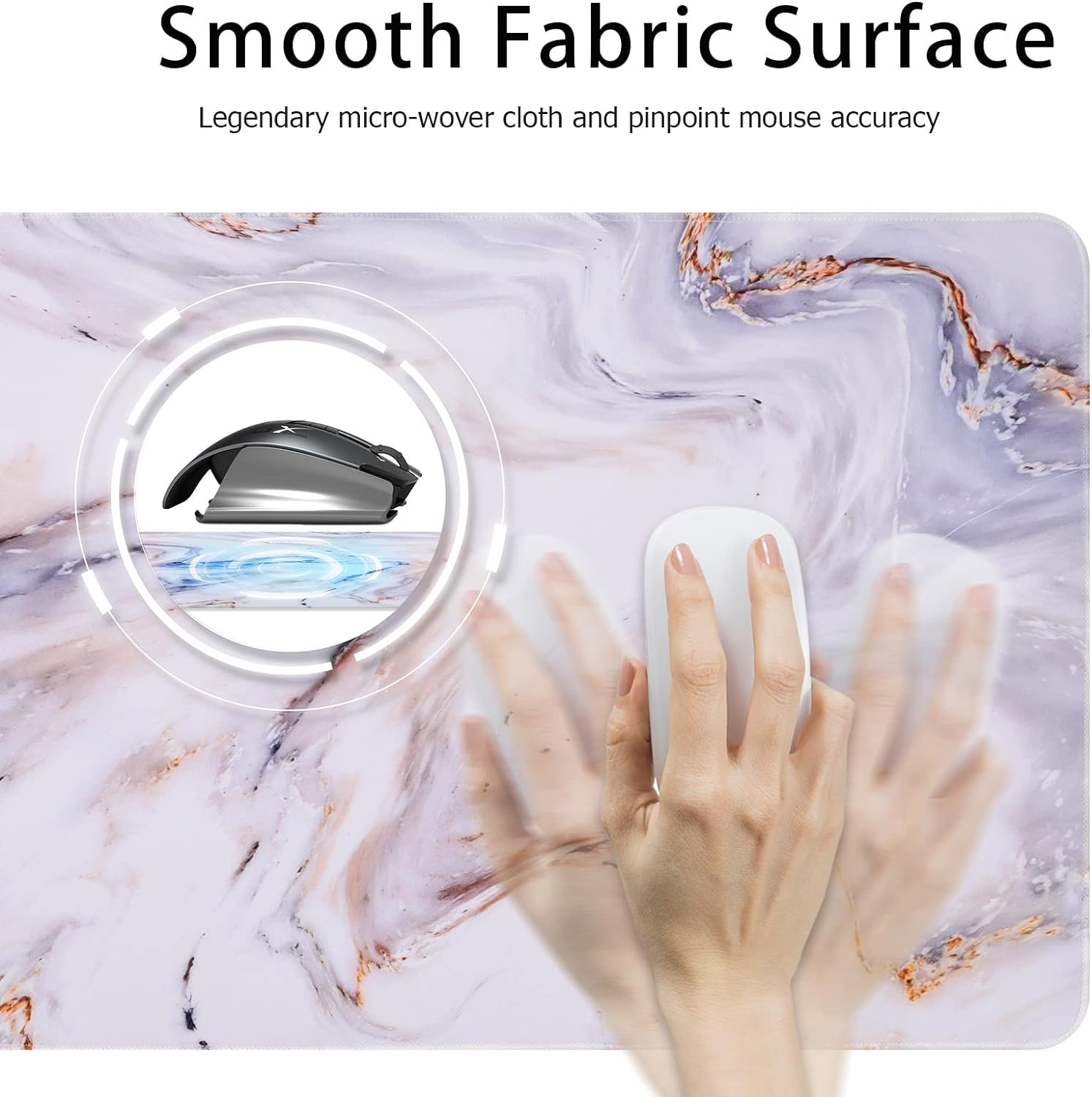 Desk Mat, Gaming Mouse Pad Large (35.4" x 15.7" inch), XXL Keyboard Pad with Stitched Edges, Non Slip Rubber Base, Waterproof Computer Desk Pad for Office, Home, Men(Platinum Marble)