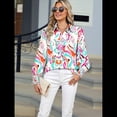 thumbnail image 4 of Blusas Bohemias con Cuello en V y Mangas Farol para Mujer 2025 Flores Rojas y M, 4 of 10