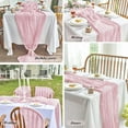 thumbnail image 5 of Parojati 2 Pcs Cheesecloth Table Runner 35'' x 120'' inch Nude Boho Gauze Cheese Cloth Table Runners for Baby Shower Decoration Wedding Party Summer Garden Farmhouse Dusty Pink, 5 of 10