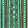 thumbnail image 1 of Ahgly Company Machine Washable Indoor Square Abstract Turquoise Blue Modern Area Rugs, 5' Square, 1 of 4