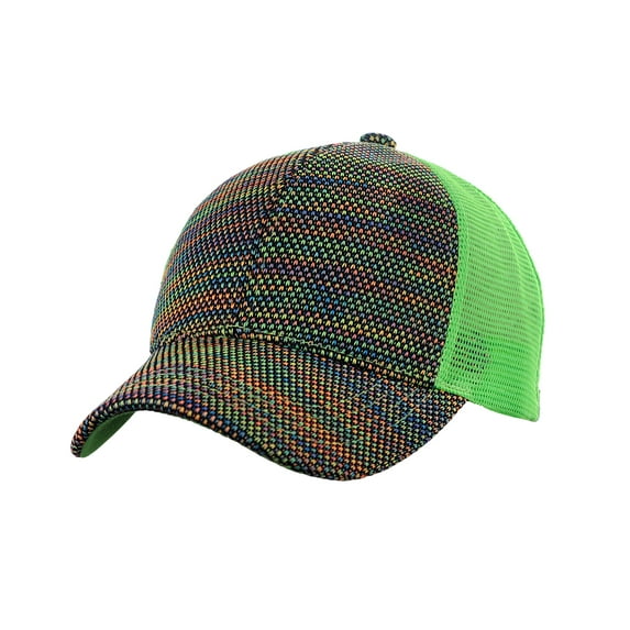 C.C 80's Multicolor Front Panel Mesh Back Adjustable Precurved Baseball Cap Hat, Lime