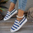thumbnail image 3 of Womens Canvas Loafers Casual Trendy Color Block Elastic Slip on Flat Shoes Ligheweight Low Top Round Toe Walking Shoes Blue Size 7, 3 of 7
