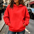 thumbnail image 6 of Women's Oversized Hoodies Drop Shoulder Fleece Long Sleeve Hooded Sweatshirts Fall Winter Causal Solid Pullover Hoodies, M, 6 of 6