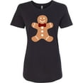 thumbnail image 3 of Inktastic Cute Gingerbread Man with Red Plaid Bowtie Women's T-Shirt, 3 of 5