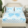 thumbnail image 3 of Erosebridal Kawaii Bowknot Full Sheet Sets,Blue White Bedding Full Size,Cartoon Polka Dots Bed Sheets Set Full Size,Microfiber Teenager Room Decoration,4-Piece, 3 of 7