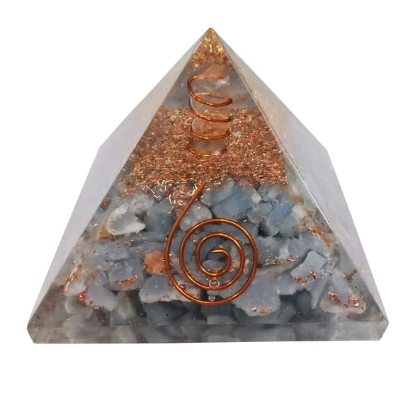 Natural Crystal Angelite Energy Generator Orgone Pyramid EMF Protection Healing Meditation Orgonite Pyramid