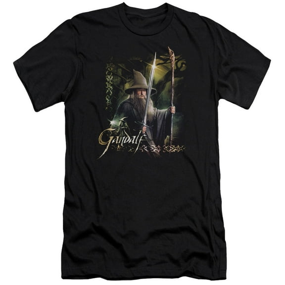 Hobbit Sword And Staff Premium Canvas Adult Slim Fit 30/1 T-Shirt Black