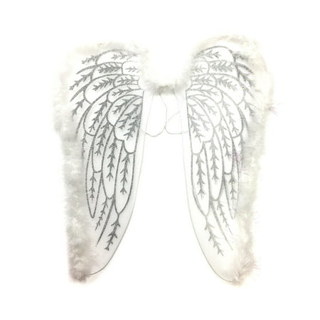 Pretend Play Dress Up Mozlly White Fluffy Glittery Adult Angel Wings