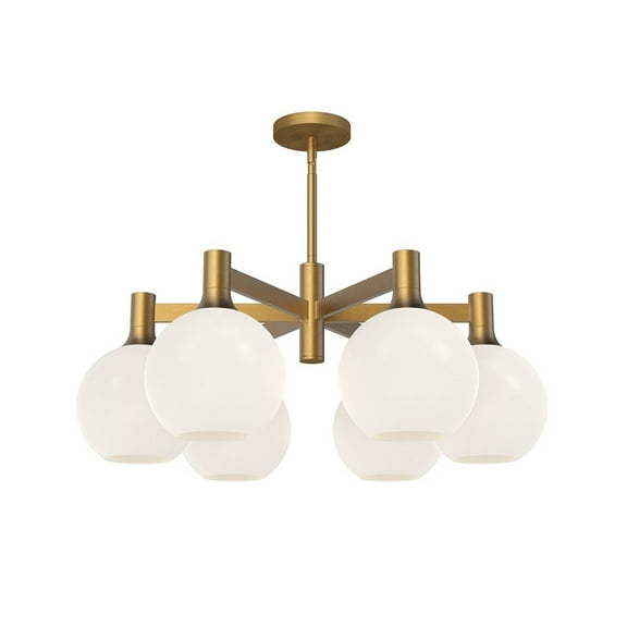 CH506230AGOP-Alora Lighting-Castilla - 6 Light Chandelier-12.63 Inches Tall and 29.5 Inches Wide-Aged Gold Finish-Matte Opal Glass Color