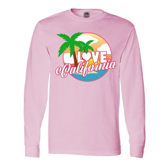 Inktastic I Love California with Ocean and Palm Trees Long Sleeve T-Shirt