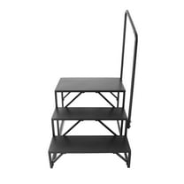 KFFKFF 3-Step RV Stairs with Handrail, 440 lbs Capacity, Durable Carbon Steel, Non-Slip Design for Secure Entry and Exit, Compatible with RVs, Trailers, and Campers