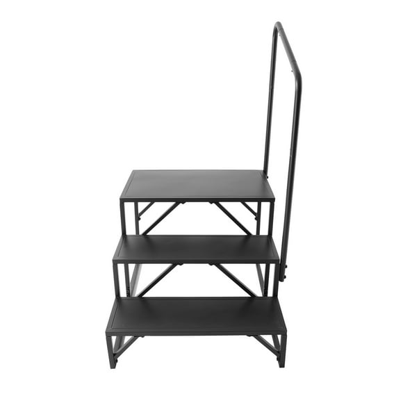 KFFKFF Camper Stairs, 3-Tier RV Ladder, Supports up to 440 LBS, Reinforced Carbon Steel, Includes Handrail, Anti-Slip Treads for Secure Access and Departure, Ideal for RV, Trailer, Motorhome Steps