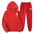 thumbnail image 5 of Men's Suits Product Title for Men Casual Solid Two Piece Hooded Sports Set with Raglan Sleeve Drawstring Pant Set, 5 of 5
