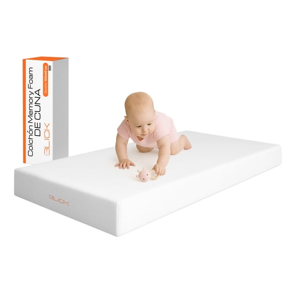 Colchon De Cuna Memory Foam 120 X 60 x 15 Cm Chico Hipoalergénico Antibacterial 20 Kg Caja Blick Color Blanco