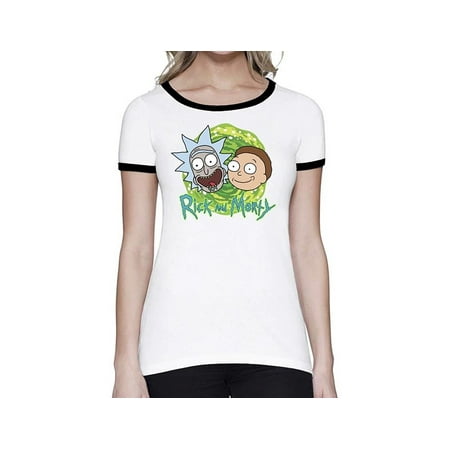 Ripple Junction Rick and Morty Portal & Logo Junior Ringer T-Shirt
