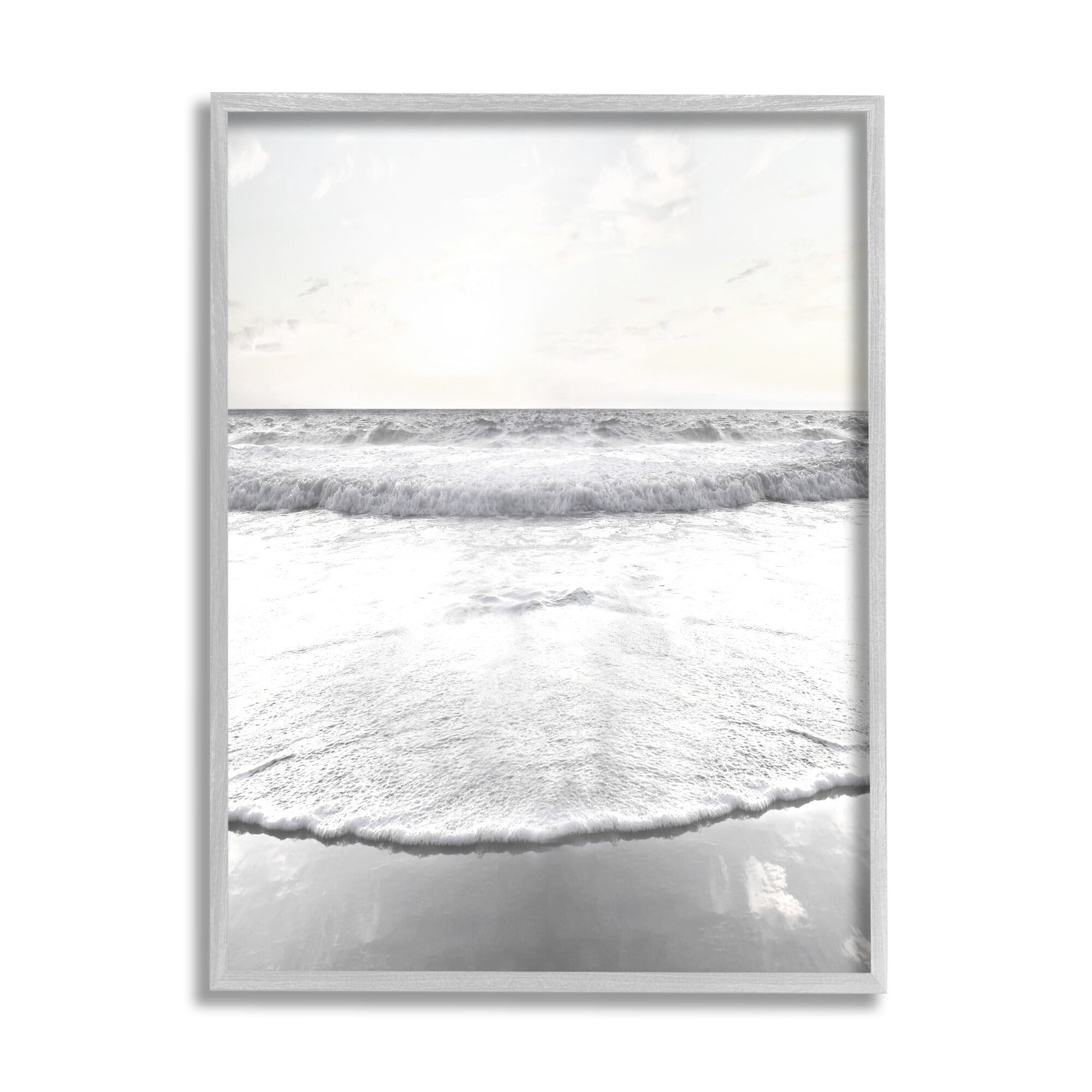 Stupell Industries Ocean Water Waves Rushing Shoreline Sunny Scene Photograph Gray Framed Art Print Wall Art, Design by Natalie Carpentieri