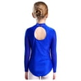 thumbnail image 3 of Haitryli Kids Girls Gymnastics Leotard Tumbling Dance Sparkly Active Biketard Long Sleeve Unitard One Piece Blue 16, 3 of 7