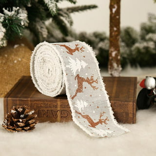 Heiheiup Wide Shimmers Christmas Ribbon With Gold Wired Edge