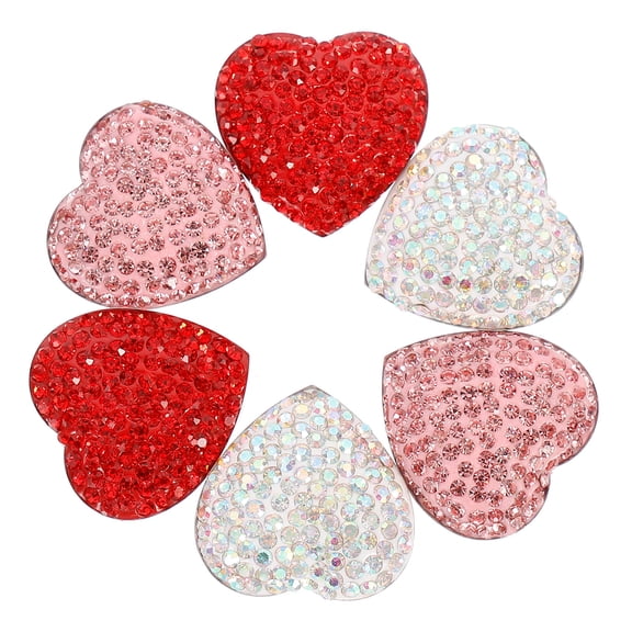 Set of 6 Heart-Shaped Magnetic Stickers for Refrigerator, Whiteboard, Office Use - Crystal Decorative Metal Fridge Magnets