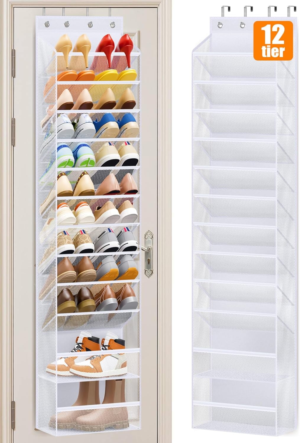 Whitmor 36 Pair Over-the-Door 12 Tier Closet Shoe Rack - Gunmetal