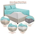 thumbnail image 4 of Extra Deep Pocket 4-Piece Bed Sheets Set , 18"-24" Super Deep Fitted Sheet, Fits High Profile Mattresses with Toppers, Hotel Luxury Soft Double Brushed Microfiber, Hypoallergenic, Cal King, Light Blue, 4 of 7