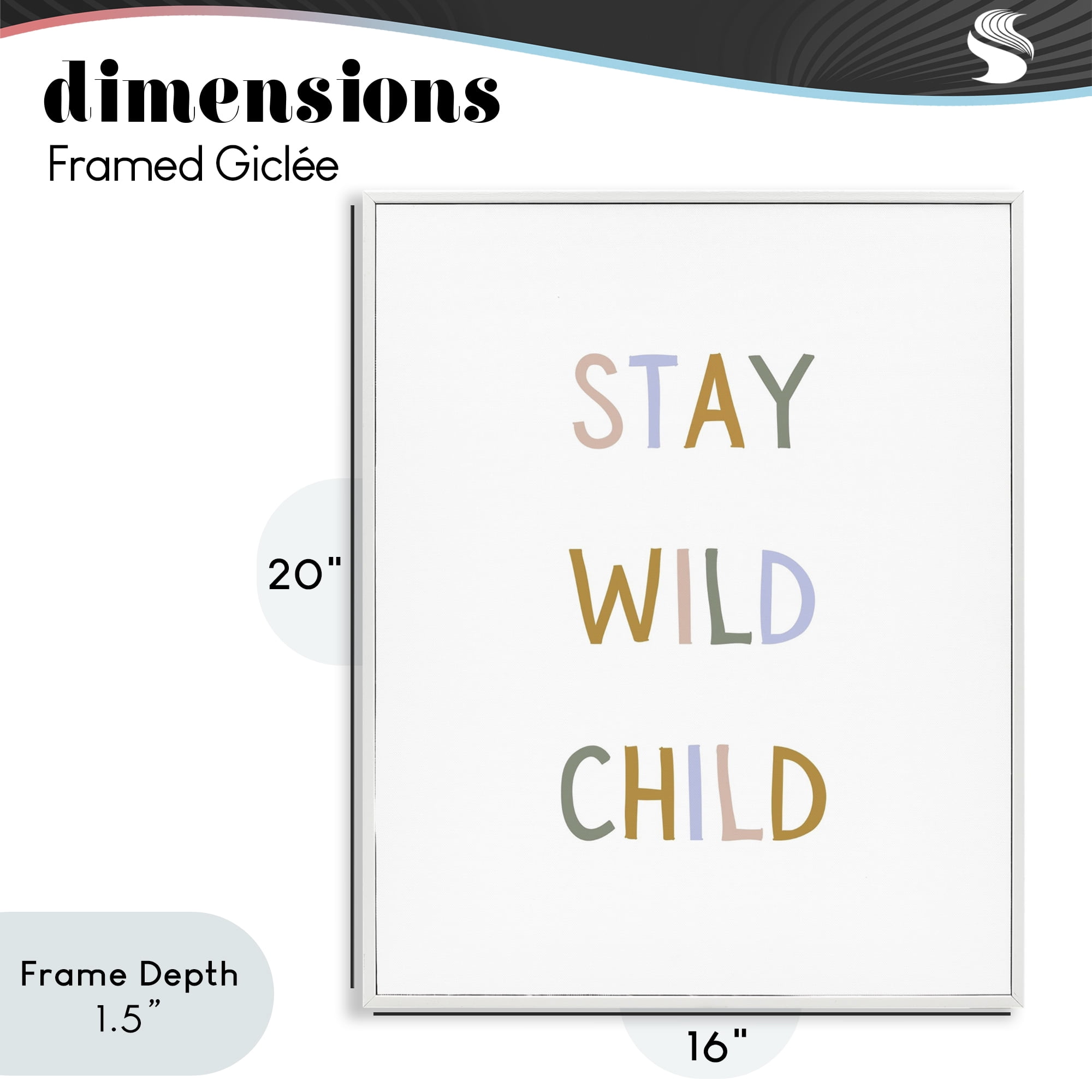 Stupell Industries Stay Wild Child White Framed Giclee Art, design by Katie Griggs