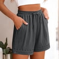 thumbnail image 6 of Cmfcve Shorts for Women Summer Casual Linen Ruffle Shorts Elastic Waist Lounge Shorts with Pocket, 6 of 6
