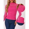 thumbnail image 2 of DARING DIVA Women's Sheer Panel with Side Shirring Mesh Top L Hot Pink, 2 of 6