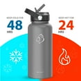 thumbnail image 2 of Insulated Stainless Steel Water Bottle with Straw Lid and Flex Cap, 40oz,BPA-Free, Grey, 2 of 7