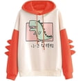thumbnail image 1 of Women's Dinosaur Sweatshirt Long Sleeve Splice Tops Cute Cartoon Hoodies Teenagers Girls Casual Pullover, 1 of 5