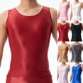 thumbnail image 4 of Men Oil Shiny Stretch Tank Top Sleeveless T-Shirt Sport Gym Running Undershirt, 4 of 10