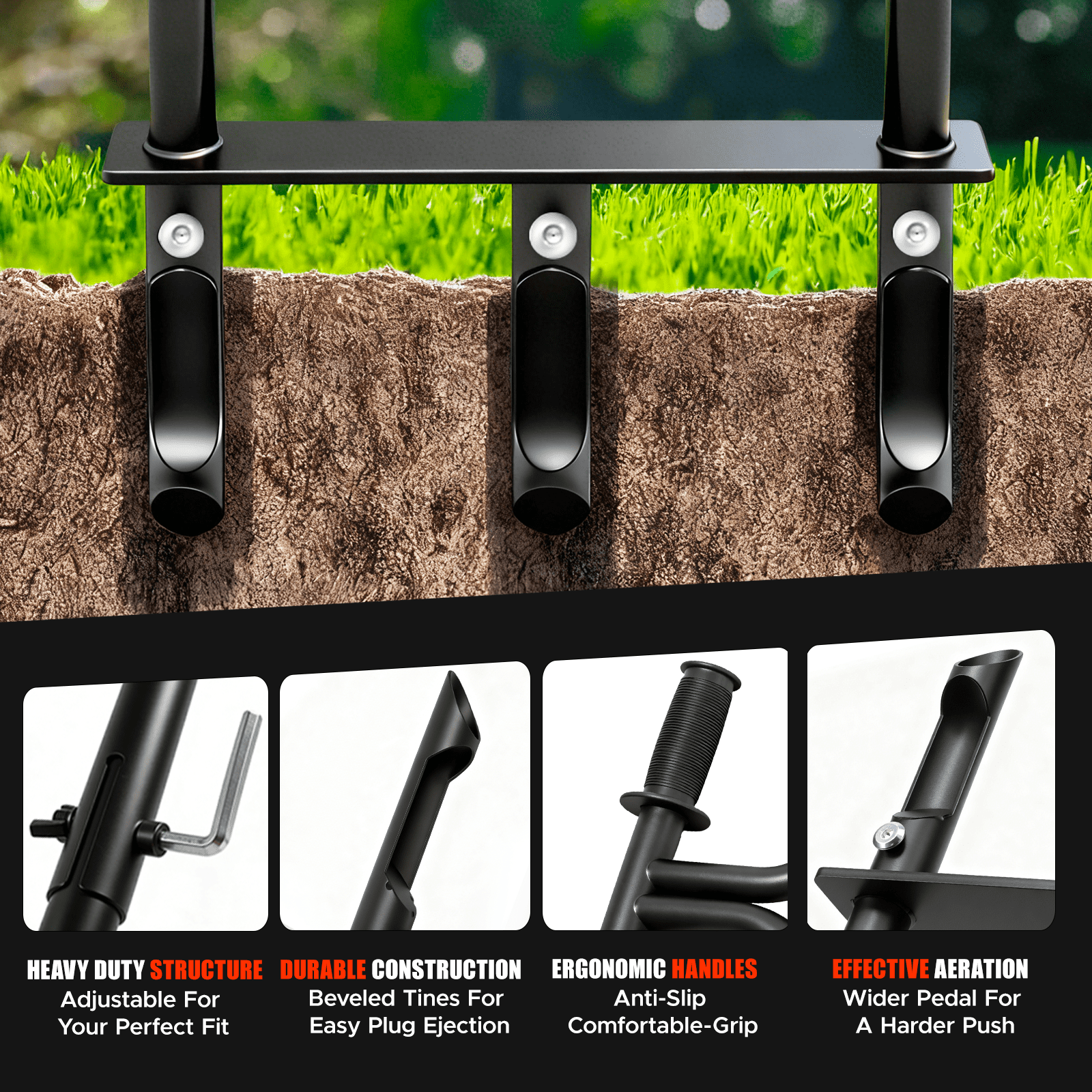 Lawn Aerator Tool, Core Aerator Lawn Tool with Alloy Steel Material, Sturdy Grass Aerator for Lawn Health Soil Yard Aerator