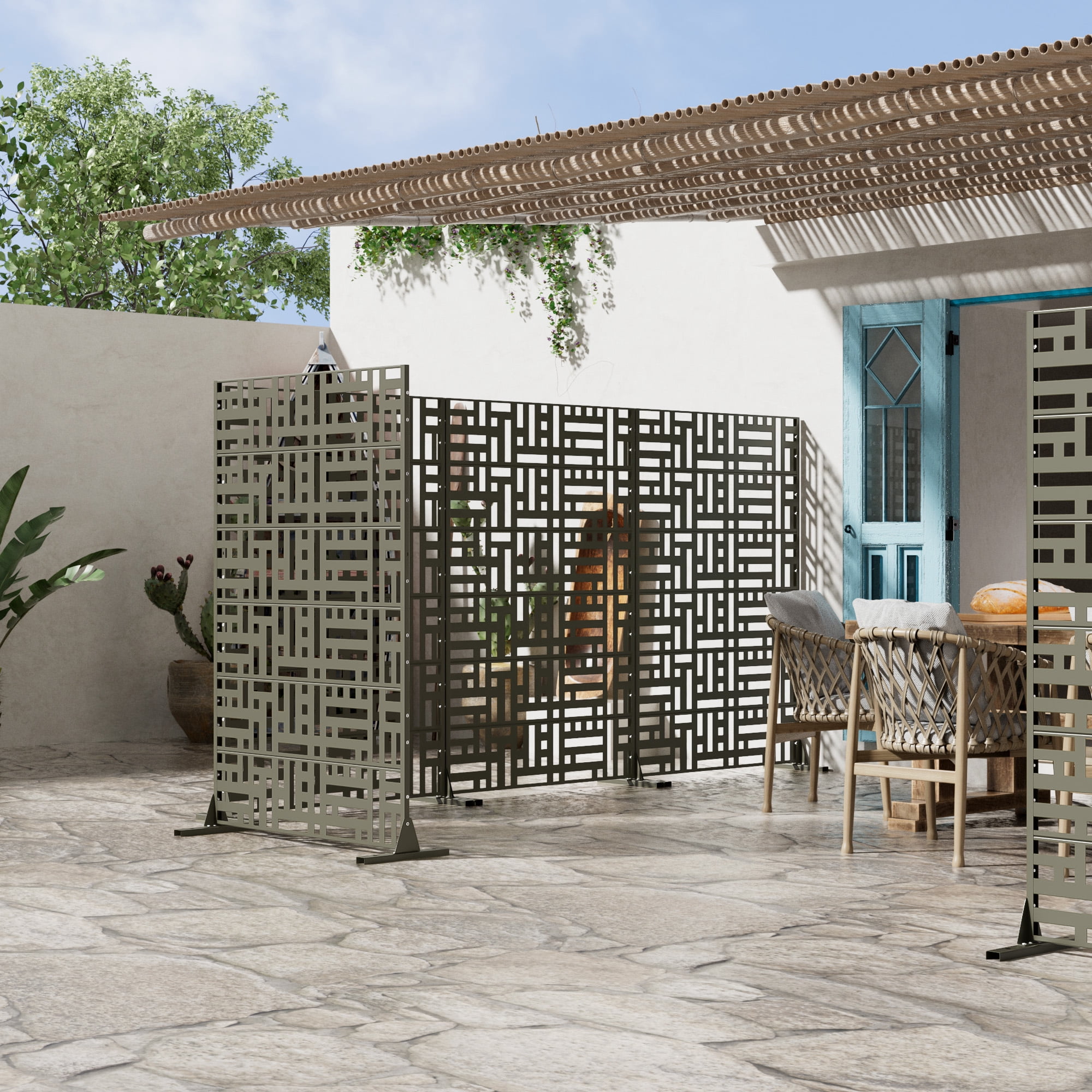 MAYEERTY 72×47 6 Panels Olive Gray Galvanized Steel Screen