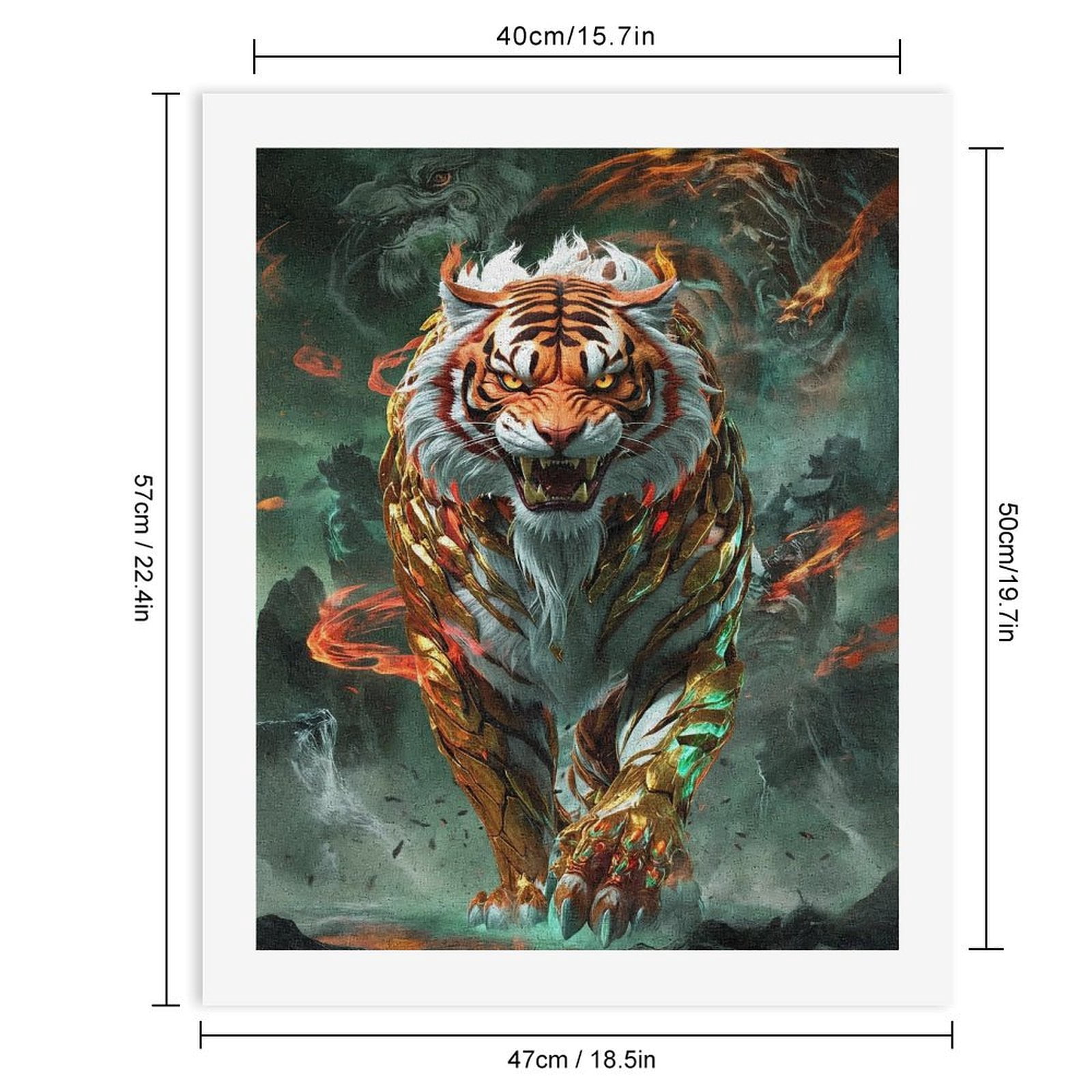 Paint By Numbers Kit for Adults Beginner - DIY Majestic Fiery Tiger Fantasy Art Canvas Painting Kits for Adults, Frameless Paint By Number for Adults for Home Wall Decor 16x20 Inch